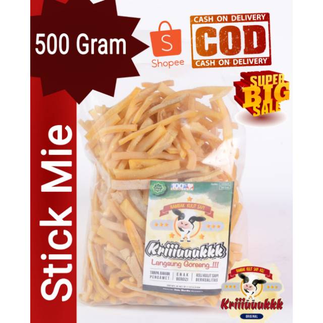 

PROMO!!! KERUPUK RAMBAK KULIT SAPI - STICK MIE - COCOK UNTUK DIET - LANGSUNG GORENG - 500 GRAM