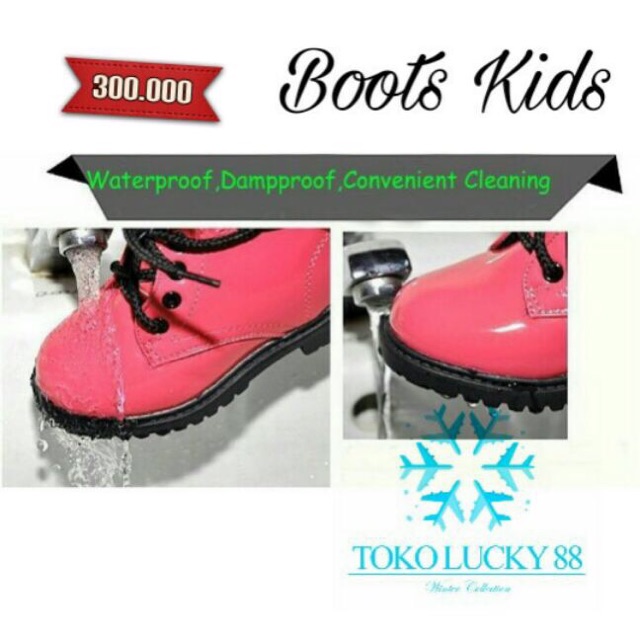 IMPORT Boots Kids Winter waterproof Musim Dingin Anak Lapis Bulu anti air salju