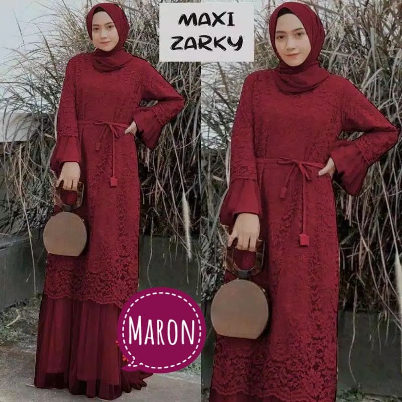 BJ - Maxi LARKI Wanita Bahan Brukat Tulang Corneli - Size M L XL XXL - Gamis Dress Brukat Pesta Kondangan - Fashion Muslim