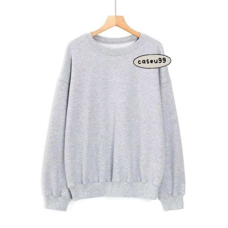 sweater basic polos pink grey Harajuku// crewneck sweetshirt wanita pria perempuan laki cewe cowo unisex bahan fleece// sweater distro viral// Women Man Sweatshirts Loose Oversize Pullover