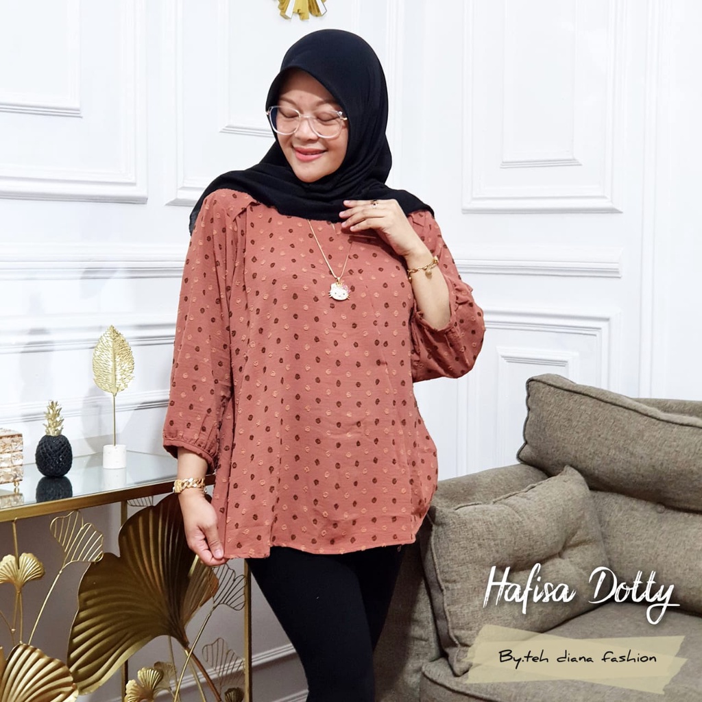 Atasan Wanita Jumbo / Baju Atasan Wanita Jumbo / Blouse Wanita Jumbo Hafisa Crinkle Doty Import Hight Quality Ld 124-5