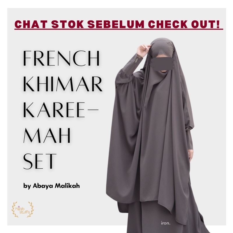 FRENCH KHIMAR SET KAREEMAH | ABAYA MALIKAH | GAMIS SYARI POLOS