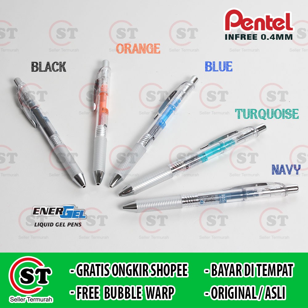 

Pentel Pulpen Ballpoint Pen Gel Infree, Mata Tinta 04 mm / Pen Transparan 0.4mm / Pen Harajuku