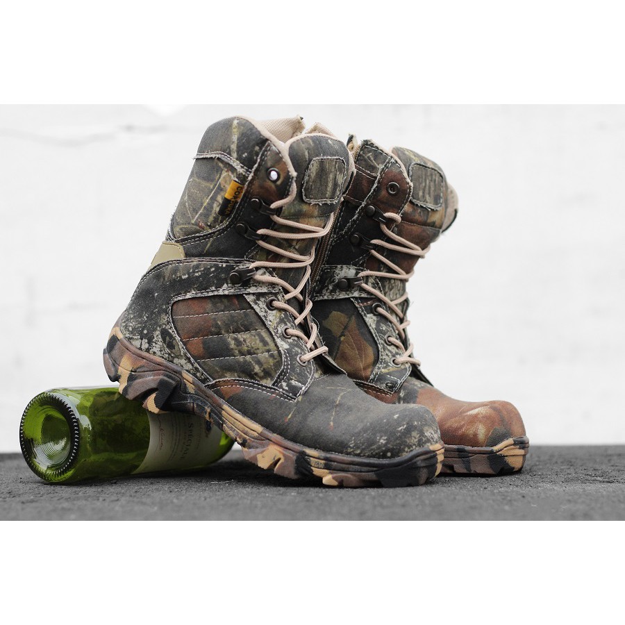 BISA COD !!  SEPATU SAFETY BOOTS PRIA UJUNG BESI DLT CAMO HIGH SEPATU HIKING TACTICAL TRACKING MURAH