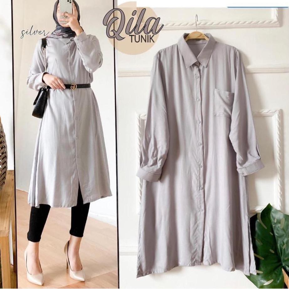 BantingHarga (FREE BELT) Qila Tunik Premium Pusatgrosir_solo/ Atasan Tunik Remaja Wanita Busui Wudhu