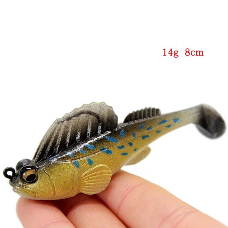 1Pc Umpan Pancing Lembut Ukuran 8cm 14g Soft Fishing Lure Ikan Bass Wobbler Kail Memancing Tackle