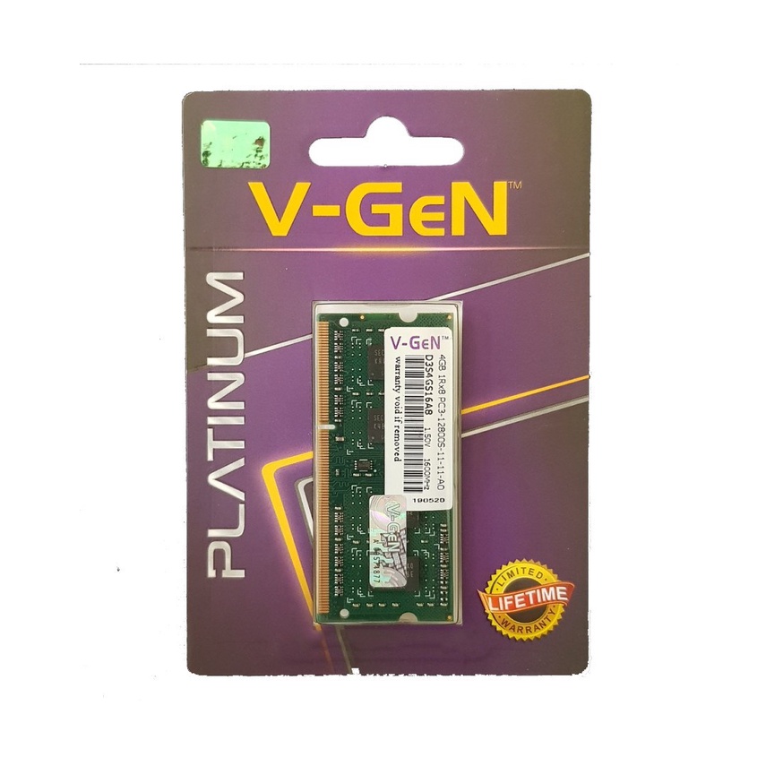 Ram Laptop VGeN Ddr3 4gb pc12800 1600Mhz V-GeN Sodimm Platinum DDR3L