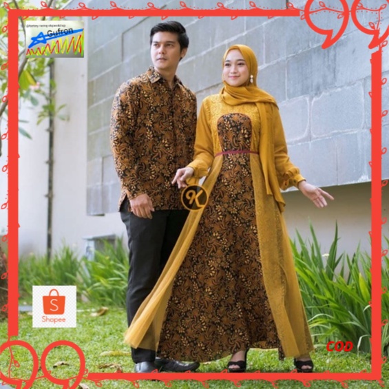 ORIGINAL Couple Gamis Tiara Batik Kombinasi Brokat Tille