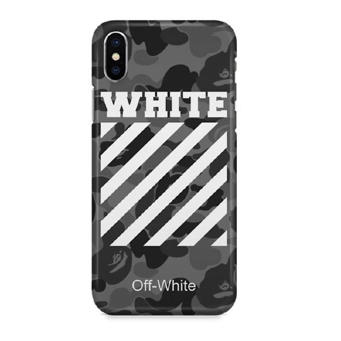Indocustomcase Shark Bape Line White Hard Case Cover For iPhone X