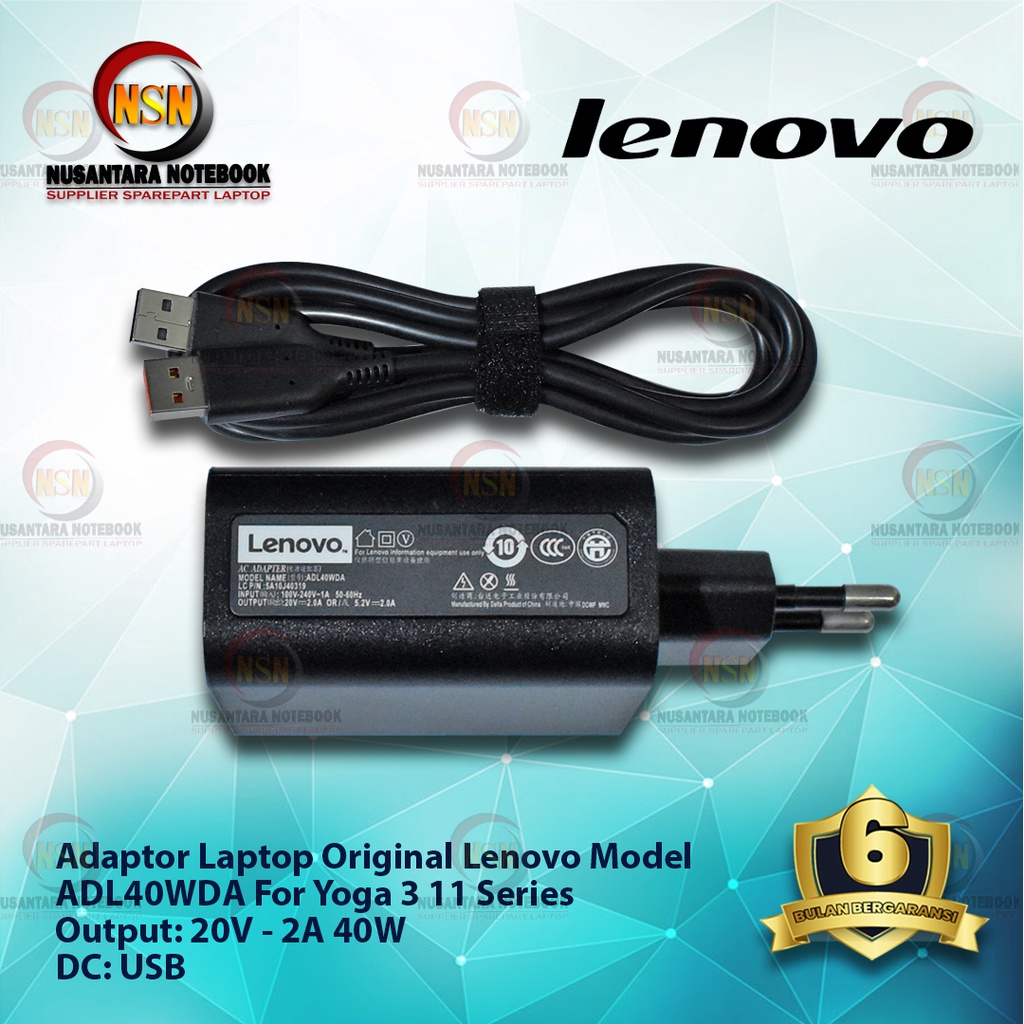 Adaptor Charger Original Lenovo Yoga 3 11 Series 20V-2A 40W USB