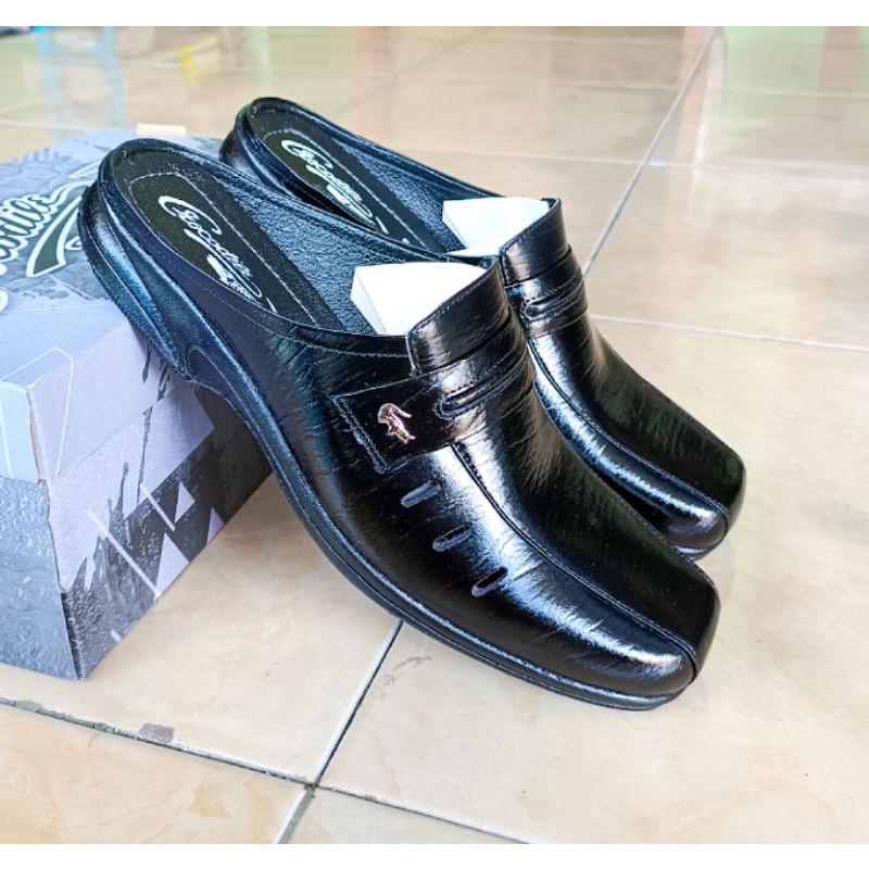 Sepatu sandal selop kulit asli pria kasual formal