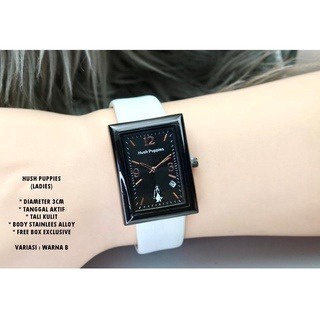 (BW) COD✅ JAM TANGAN WANITA TANGGAL AKTIF PREMIUM STRAP KULIT HUSH PUPPIES PERSEGI PANJANG BWL-44