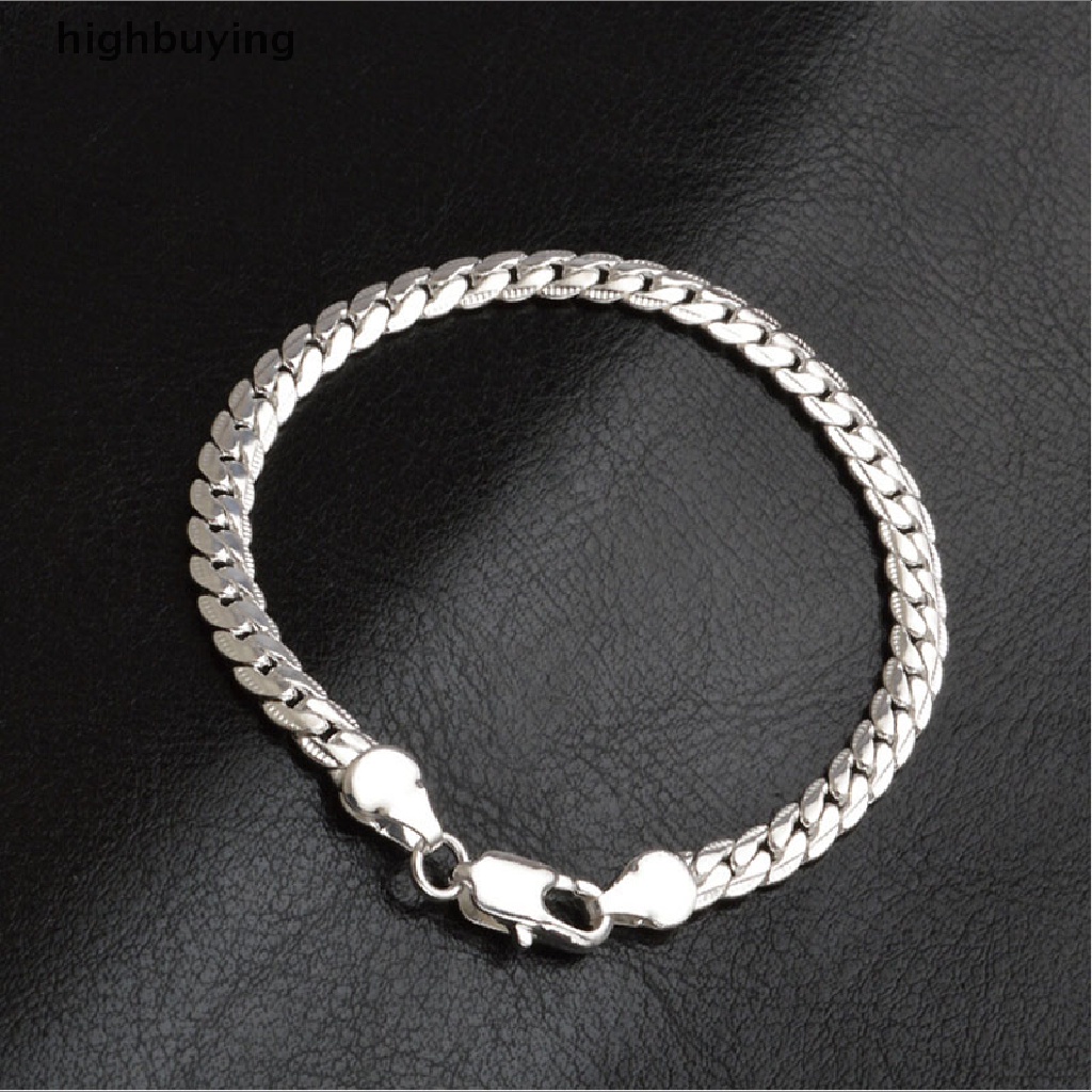 Hbid Gelang Rantai Ular Lebar 5mm Lapis Silver Untuk Pria