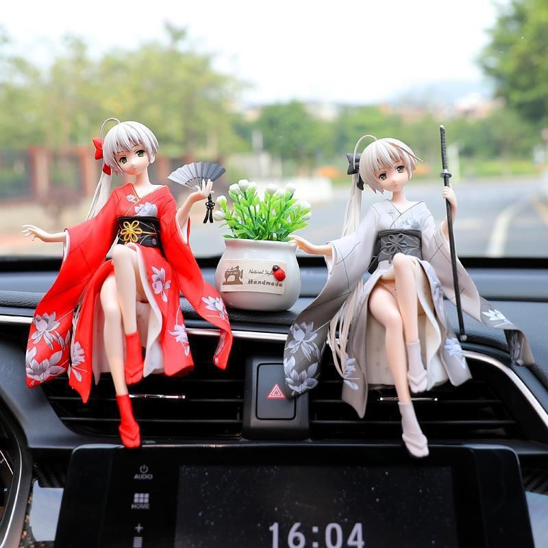 SHET Samurai Geisha Anime Action Figure Aksesoris Hiasan Dashboard Mobil