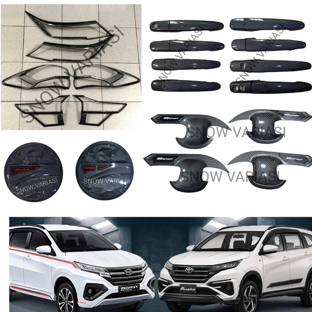 Paket Garnish Depan Belakang Outer Handle Tank Cover All New Rush Terios 2018 2021 2022 GR SPORT Carbon