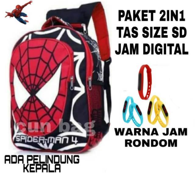 TAS SPIDERMAN TAS ANAK SD TAS ANAK SEKOLAH TAS ANAK KARAKTER SPIDERMAN FREE BOTOL/jam tangan