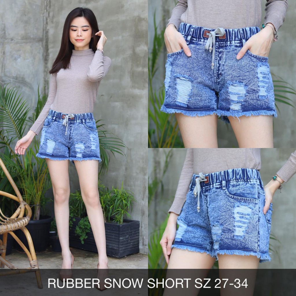 CELANA JEANS WANITA RUBBER SNOW SHORT