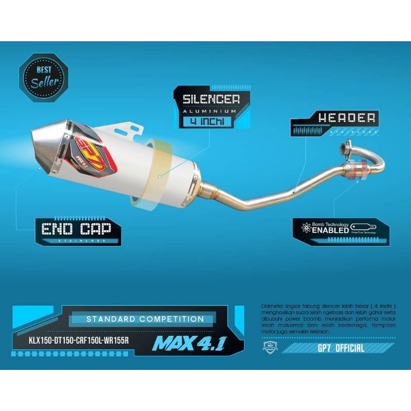 knalpot gp7 max 41 klx crf wr max4.1
