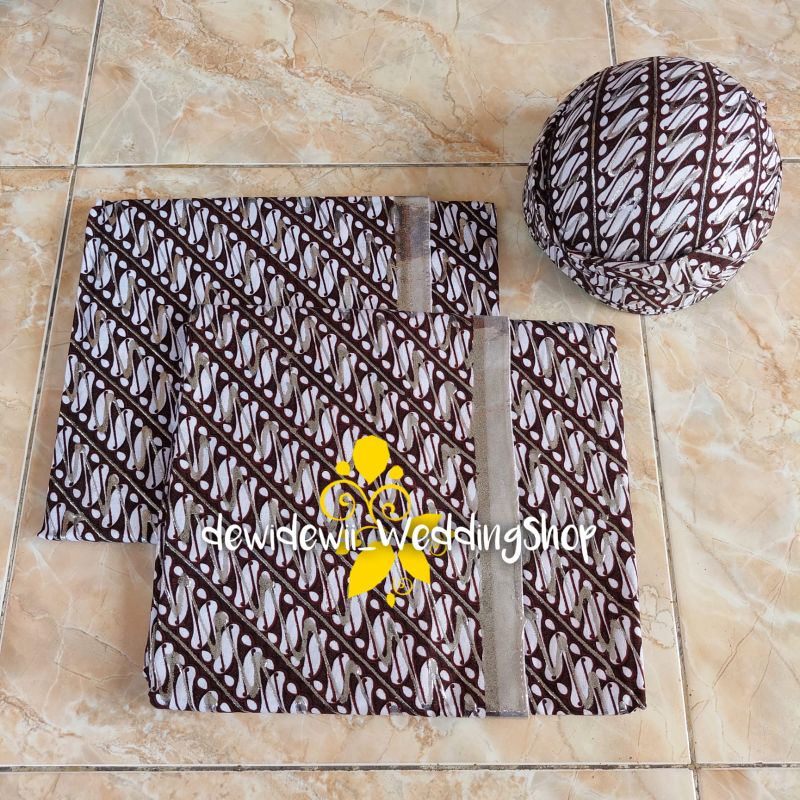 1set Jarik + Blangkon Pengantin, Motif Lereng Kecil