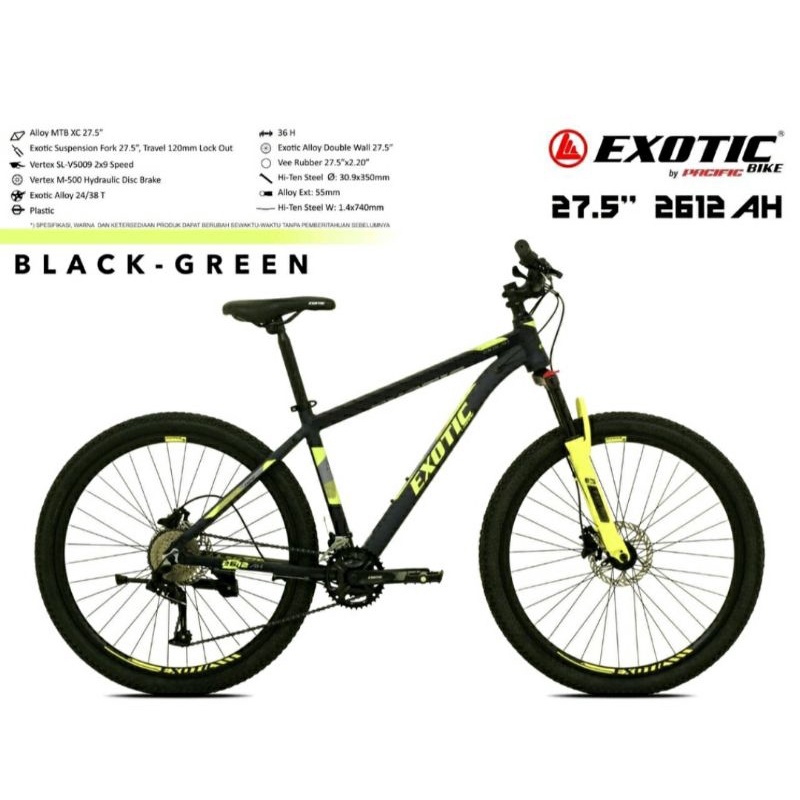 Sepeda Gunung MTB Exotic 2612 AH&amp;2658AH 27,5 inch Alloy Hidrolik 9 Speed