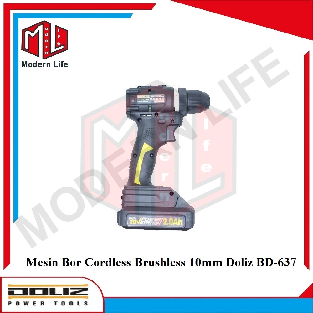 Doliz BD637 Mesin Bor Cordless Brushless 10mm / Cordless Drill 20V