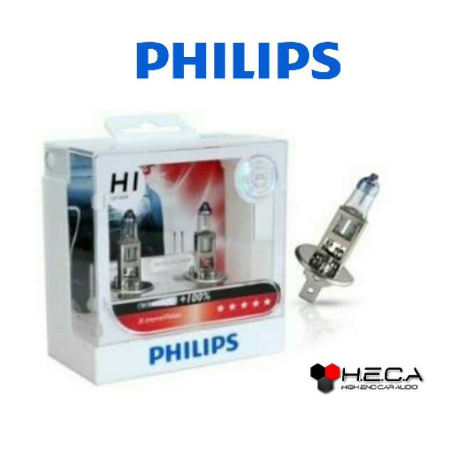 Bohlam / Lampu Halogen Mobil PHILIPS H1 Xtreme Vision [ORIGINAL] + 100% sorot lampu lebih jauh