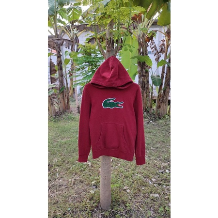 Hoodie lacoste big logo marroon (ORI)