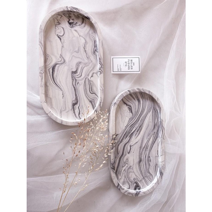 Tray | "Marble" Art Concrete Small Oval Tray