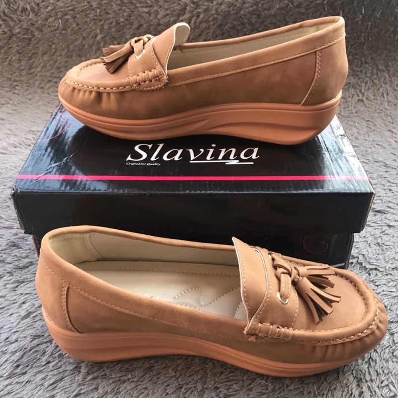 Sepatu kulit wanita import asli wedges slavina ori TC-11