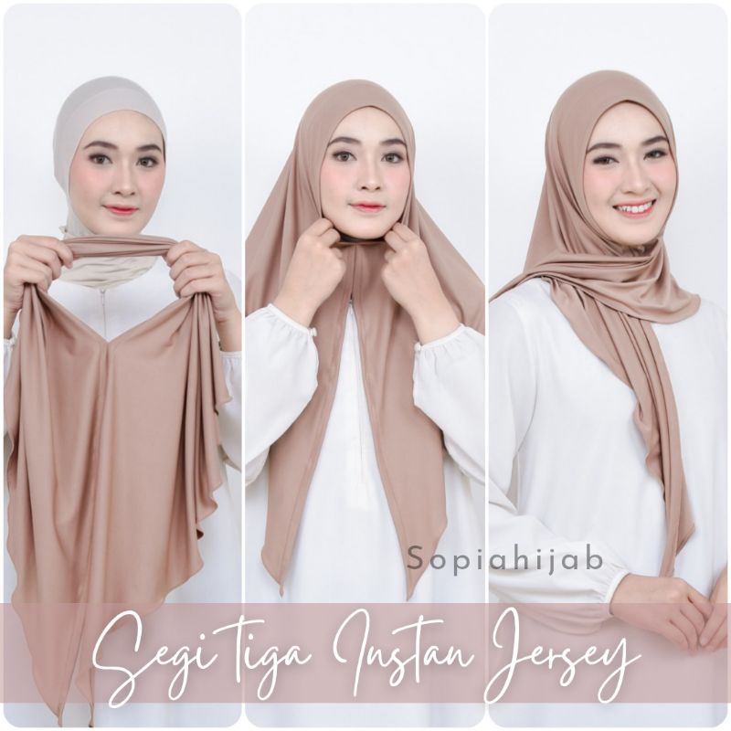 Hijab Segitiga Instan Jersey | Jilbab segi empat instant Jersey