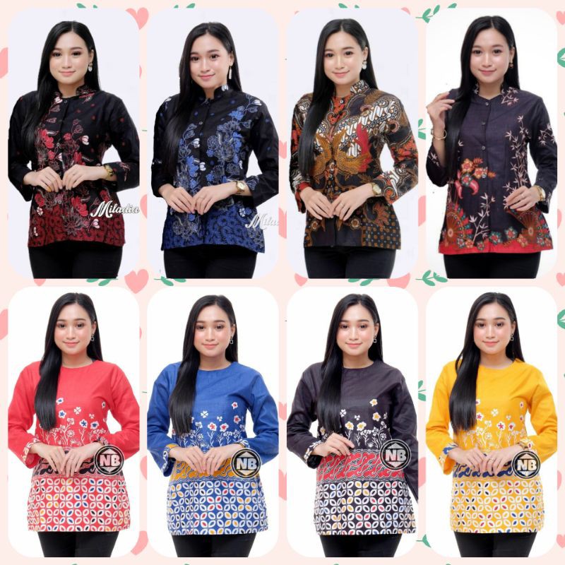 tey-17 Batik wanita ASJ SA HRB026 Kenongo Kemeja Tosca Pendek