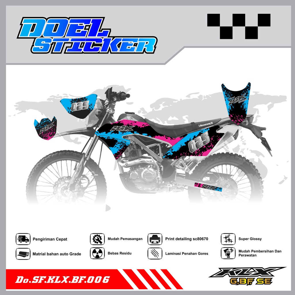 Sticker Striping Honda KLX 150 G , BF , SE Lama List Variasi Hologram , Crome Doel 006