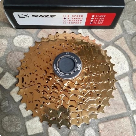 SPROCKET/GIR BELAKANG SEPEDA LIPAT MTB 9 SPEED 36T SPROCKET RAZE GOLD