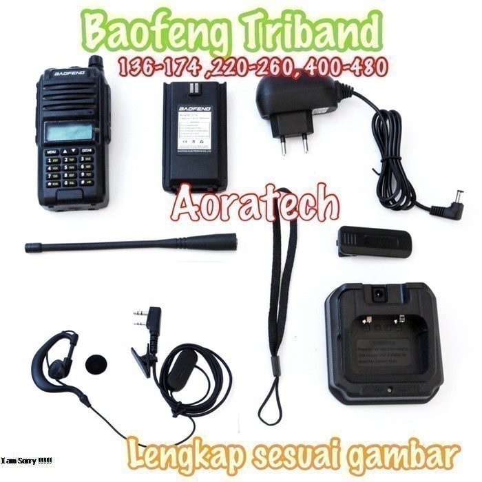 HT A58S TriBand Handy Talkie A58S 8W Spec diatas UV82 UV6R Fullset Original 3Band