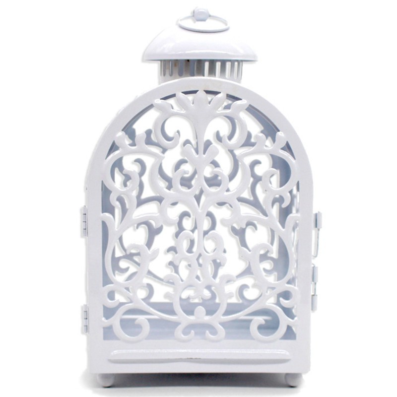 Tempat Lilin Bahan Besi Model Hollow Warna Putih Gaya Eropa untuk Dekorasi Pesta Pernikahan