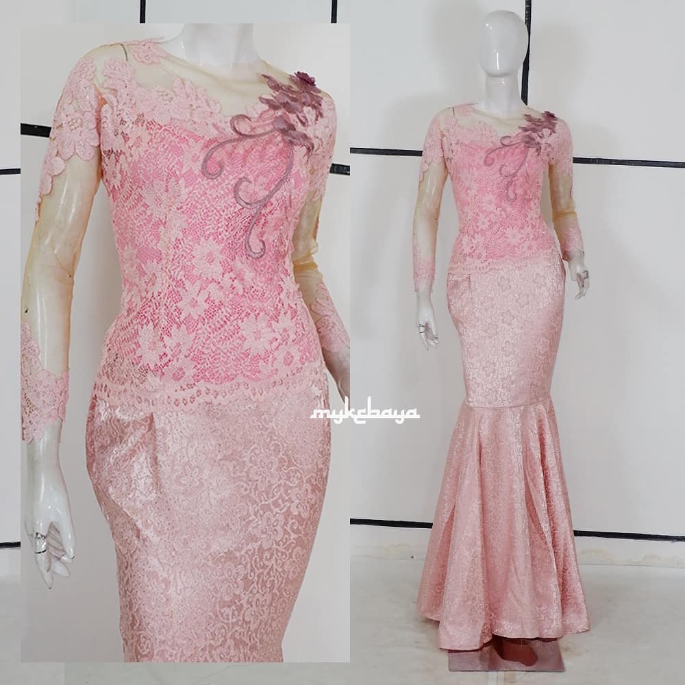 Dress Kebaya Duyung Mermaid Brokat Brukat Tulle Tempel Motif Rok Jaguard Pinggang Karet Wisuda Pesta Shopee Indonesia