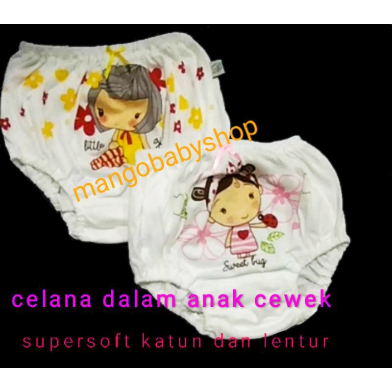 Celana dalam 3 pc anak cewek perempuan 100% katun 3 4 5 6 7 8 tahun