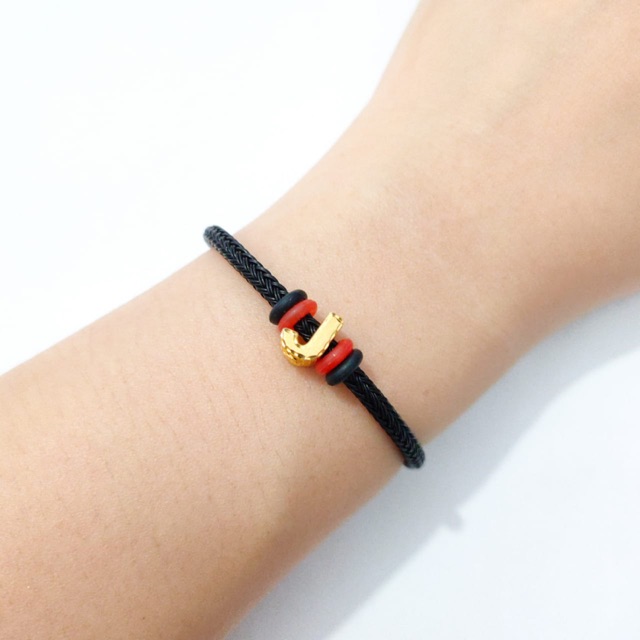 Gelang Tali Inisial Huruf J Balok Koleksi Josean Elegant Emas Asli