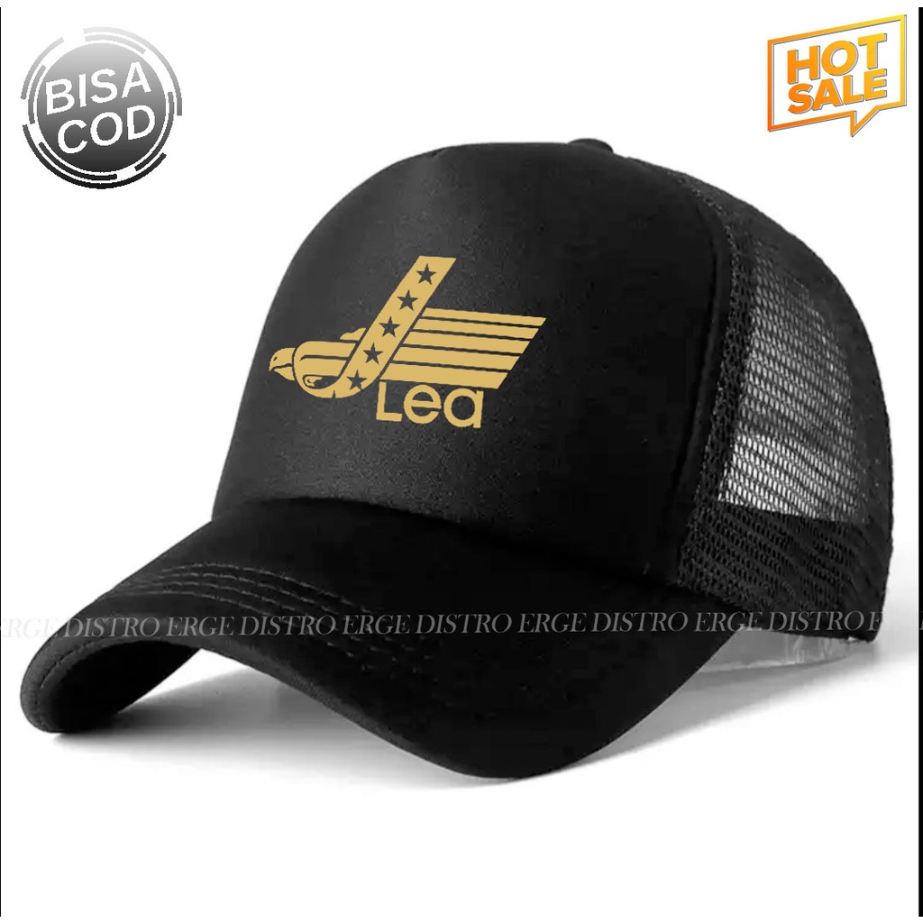 COD Topi distro LEA Logo Gold Premium Quality Pria Wanita  - Topi Trucker Jaring Good Quality