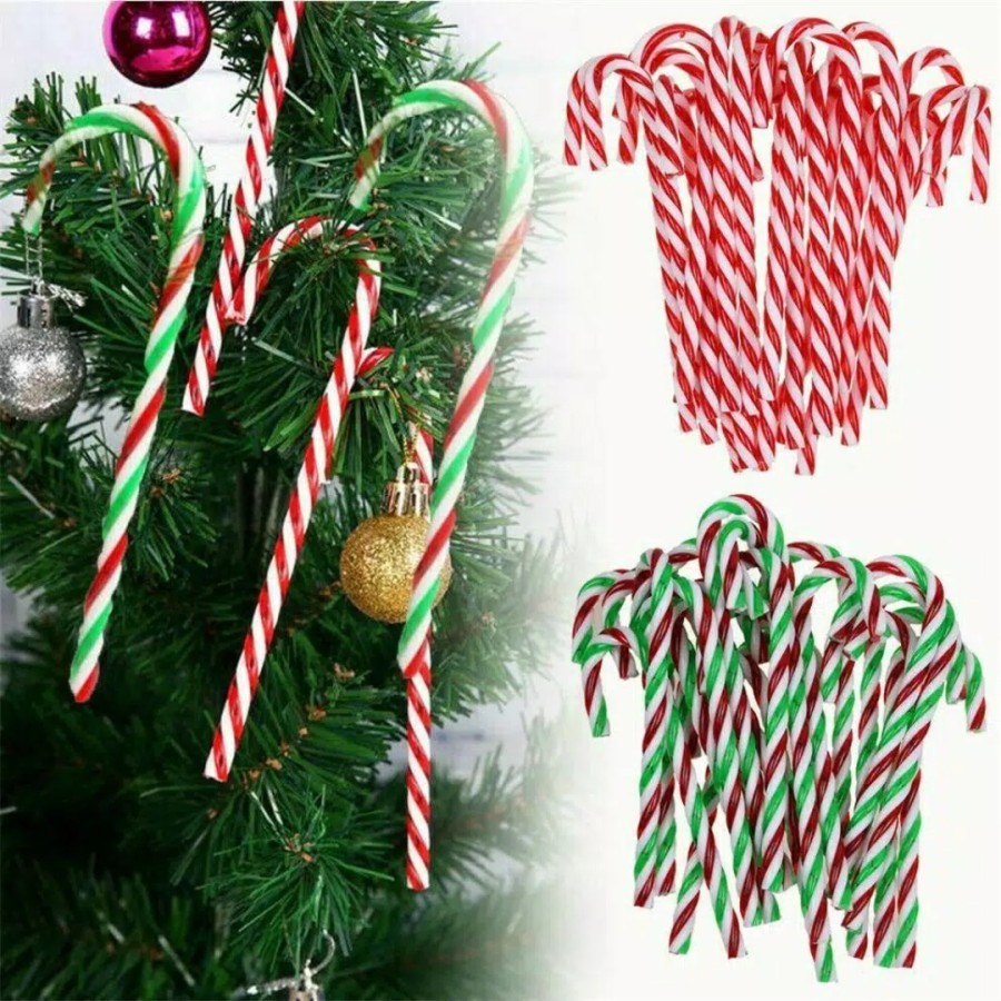 hiasan natal gantung candy cane 10 pcs akrilik