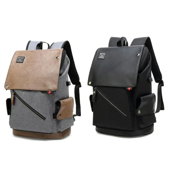 POSO Curve Tas Ransel Laptop Backpack Pria Usb Port Charger Rain Cover