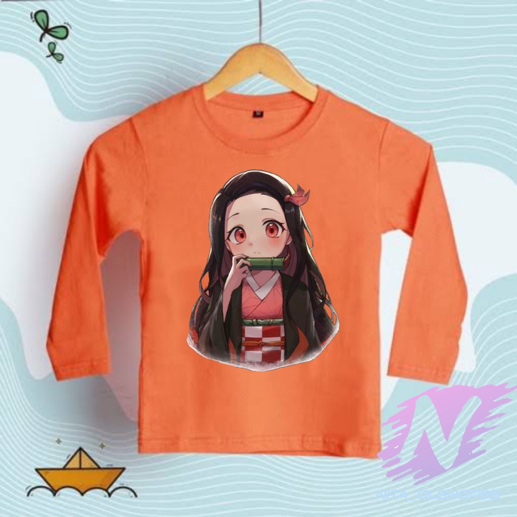 kaos nezuko chibi kaos anak lengan panjang anime populer