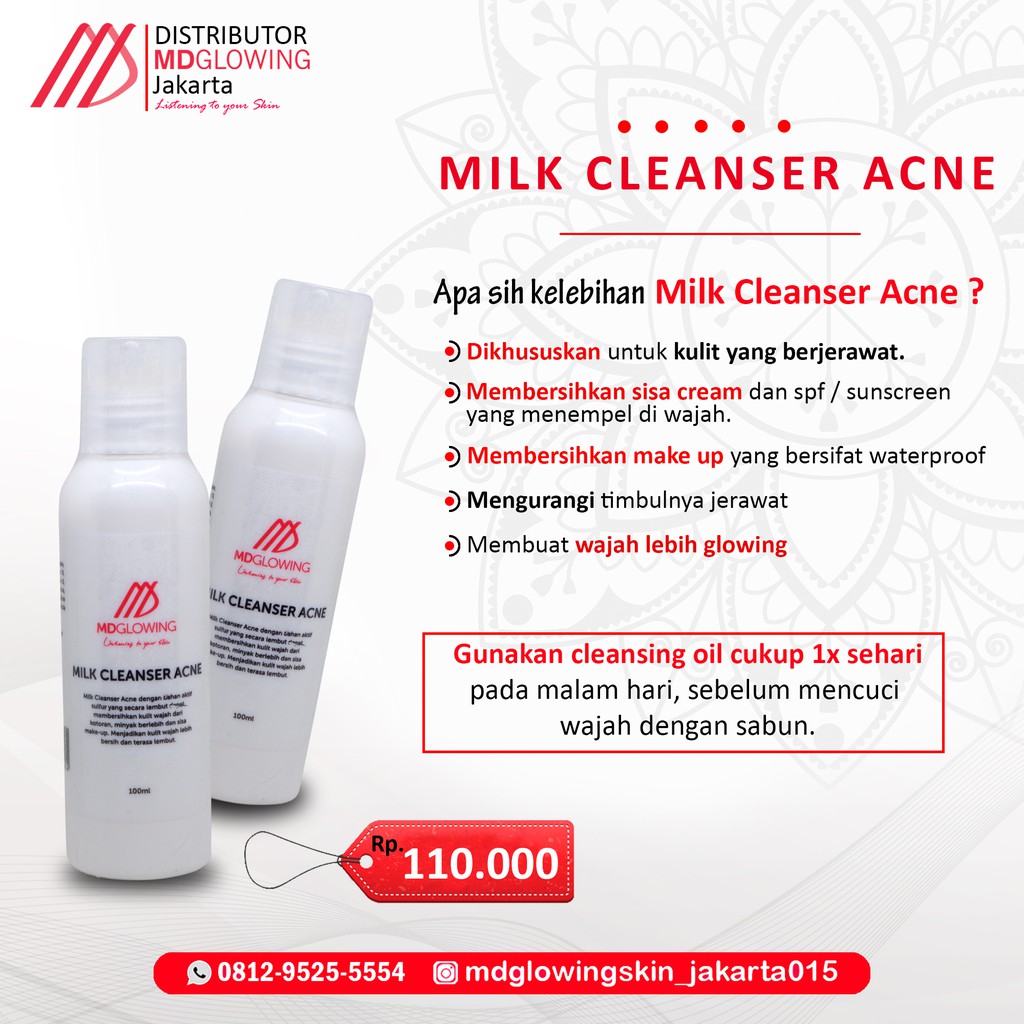 Milk Cleanser Acne  By MD Glowing The new MD Glowing Distributor Resmi MD GLOWING