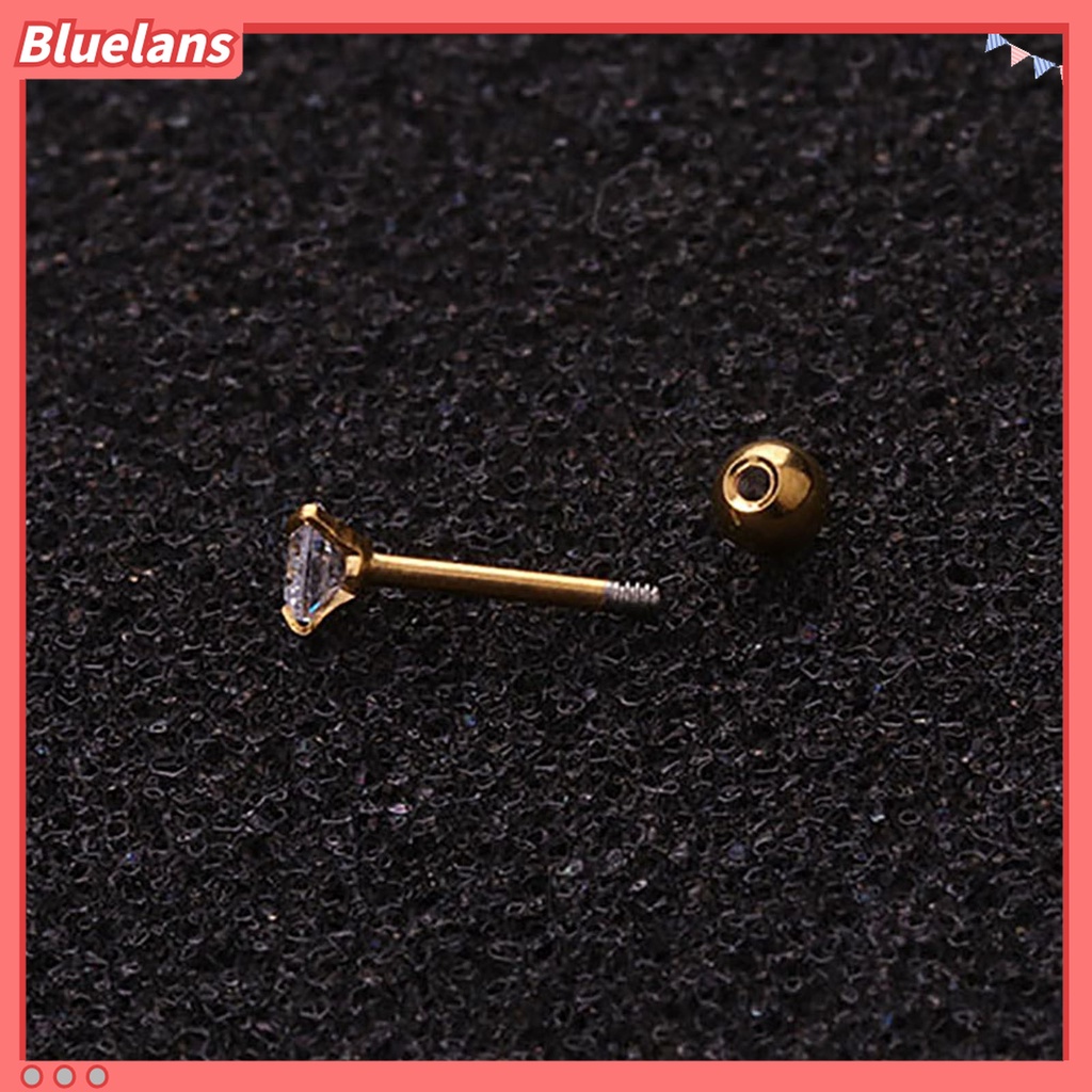 1 Pc Anting Stud Cubic Zirconia Warna-Warni Untuk Wanita