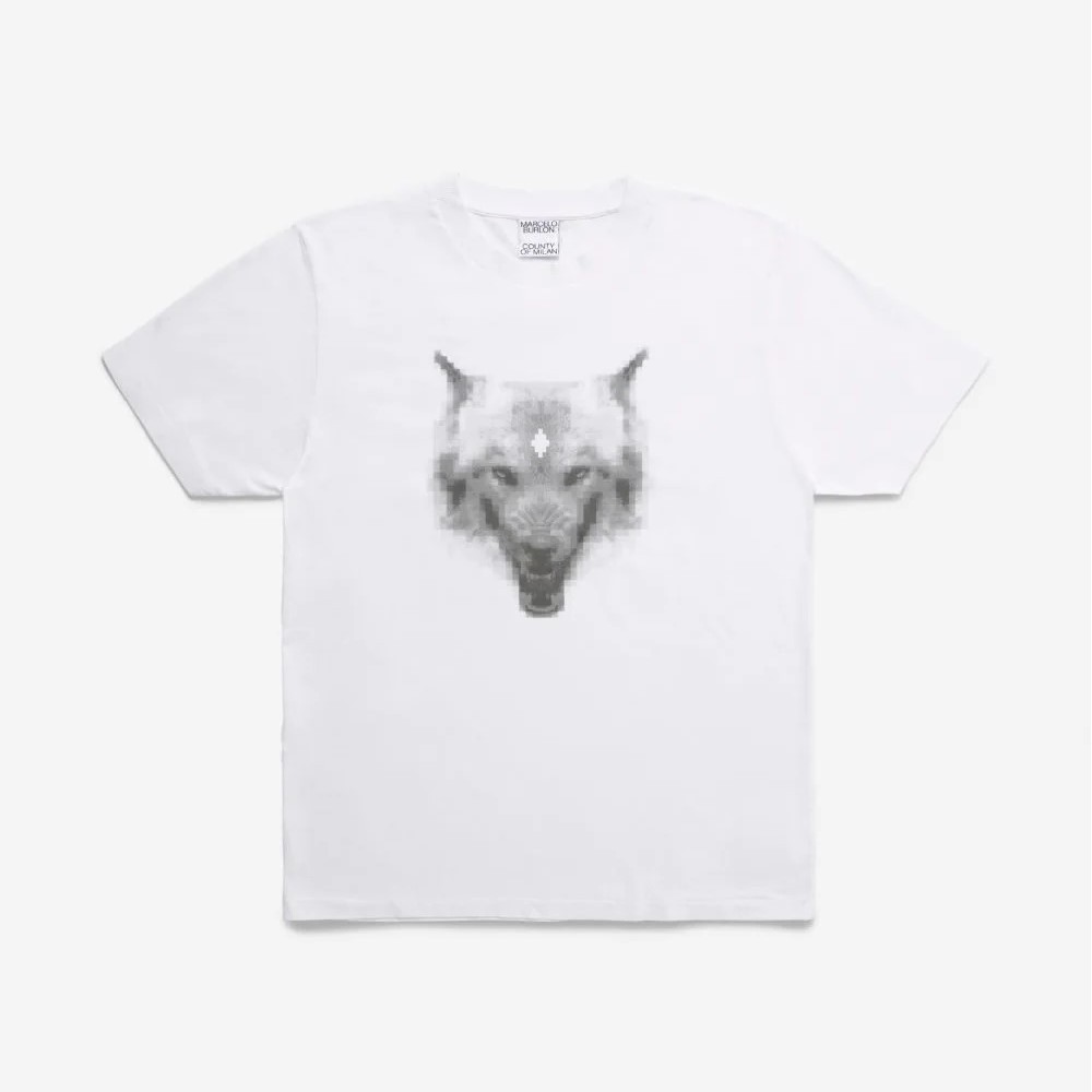 Mrcelo Burlon FW21 Cross Wolf Tee White/Grey 100% Authentic