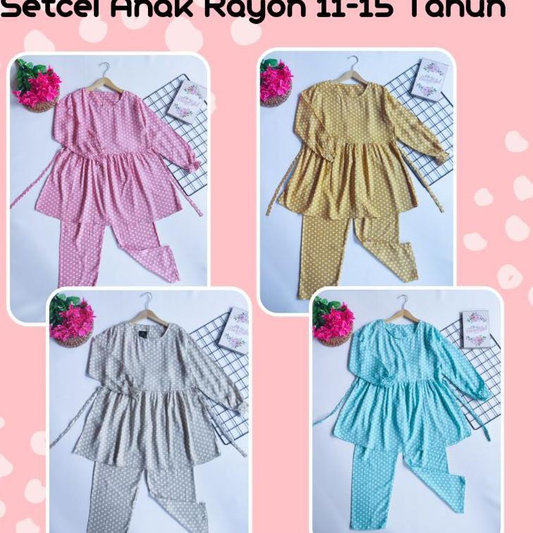 SPESIAL DISKON Setcel Anak Perempuan 11-15 Tahun | One Set Anak Remaja Tanggung Bahan Rayon
