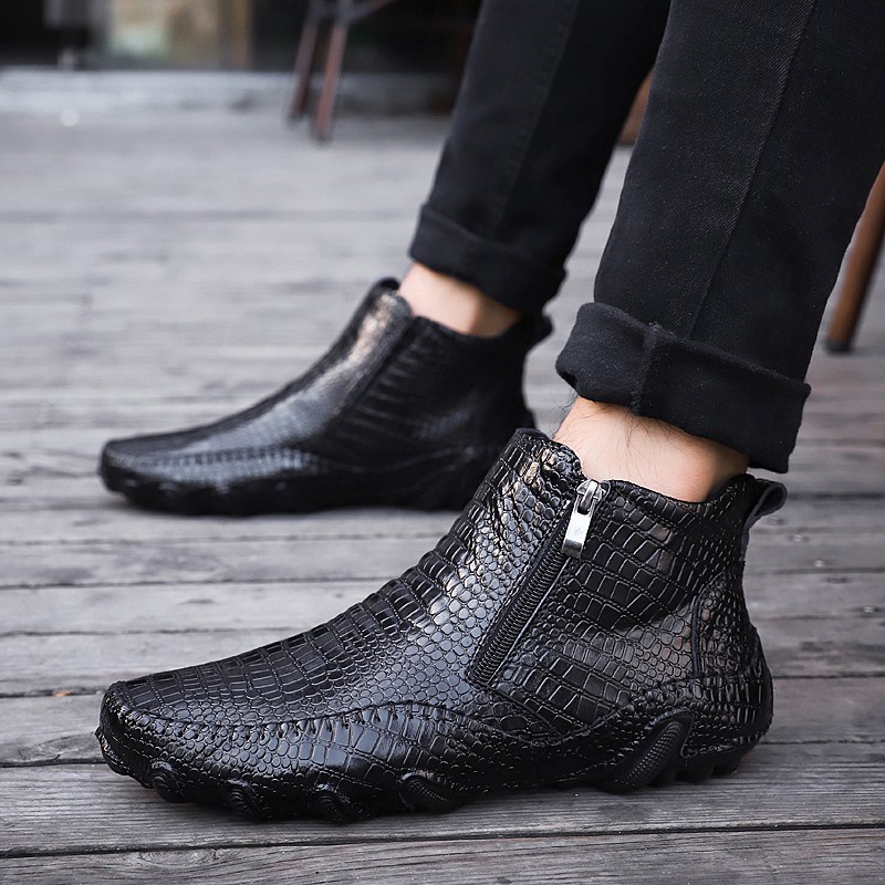 COD Import Sepatu Boots Pria Original Hitam Coklat Kulit Asli Formal Kerja Santai Ritsleting Casual Kantor Handmade 152