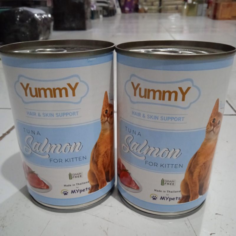 Makanan Kucing Yummy Cat Kaleng Kitten Tuna Salmon 400G Wet Food