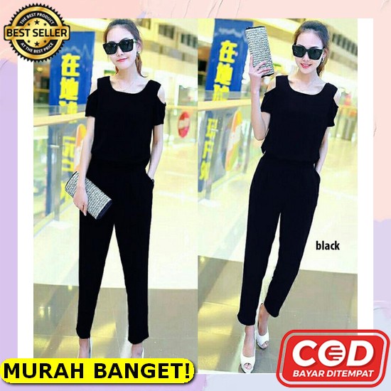 Jumpsuit Korea/ Baju Sambungan Korea/ Baju Korea /Baju Import [Jseliza Black Ro] Jumpsuit Wanita Twi