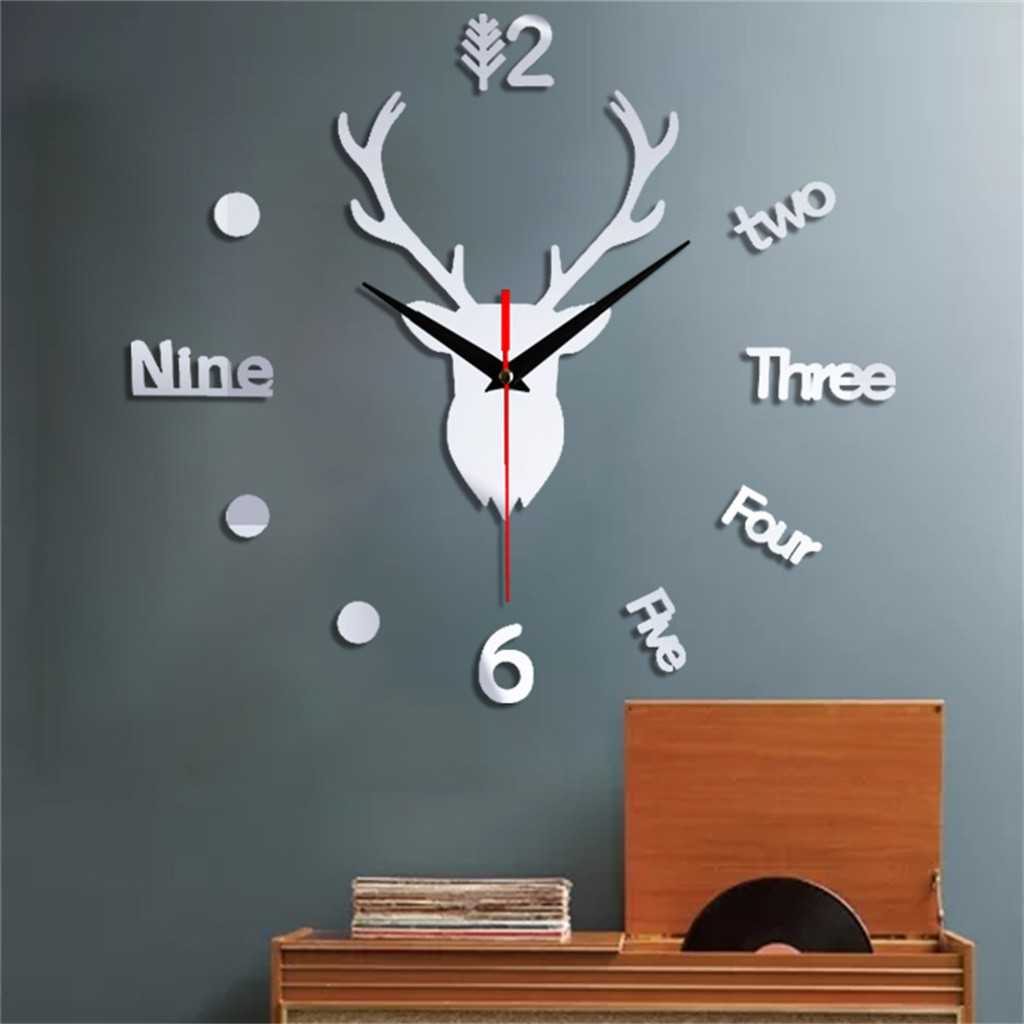 FatihShop Jam Dinding DIY Quartz Creative Design Model Deer Head - Q8073